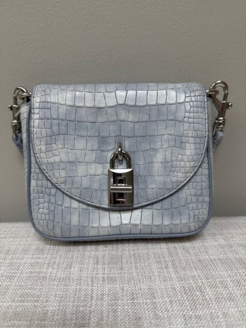 Rebecca Minkoff Powder Blue Croc Embossed Leather Crossbody Bag